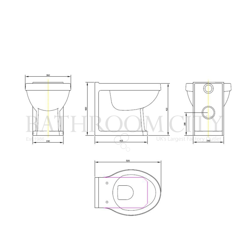 Richmond Back To Wall Pan Specification Diagram