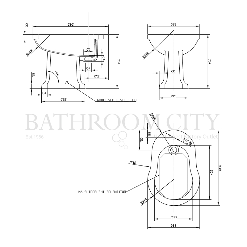 Richmond Bidet Specification Diagram