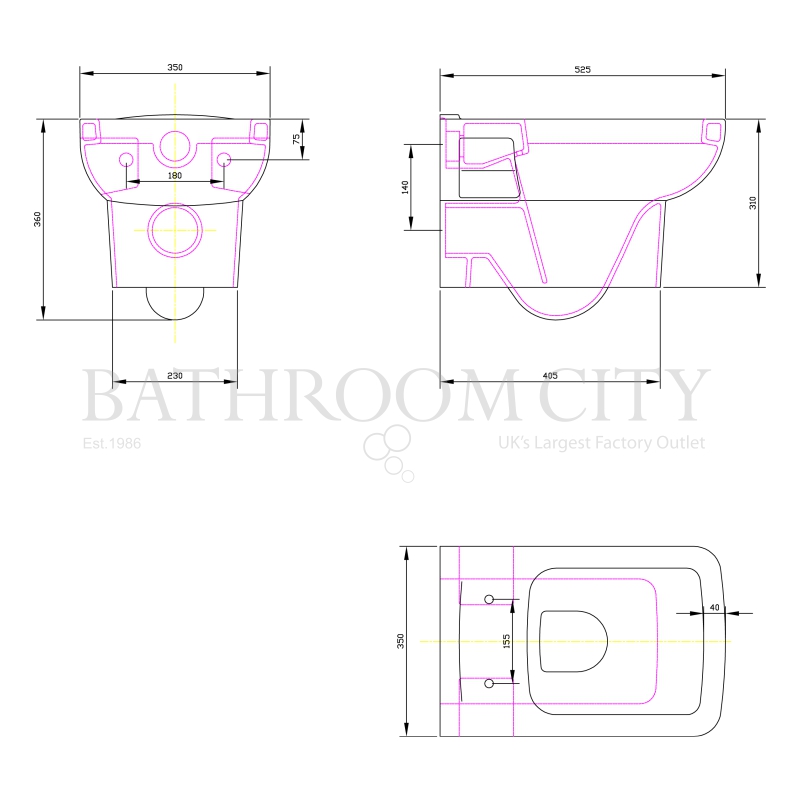 Luna 520mm Basin & Semi Pedestal Specification Diagram