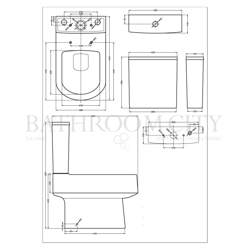 Semi Flush to Wall WC Specification Diagram