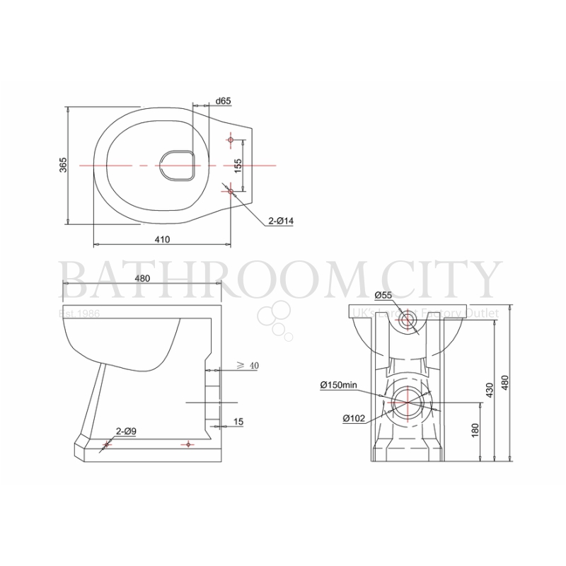 Burlington Regal back to wall pan Specification Diagram