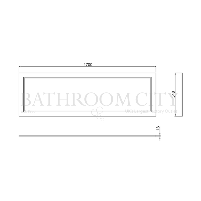 Arundel 1700 bath panel Specification Diagram