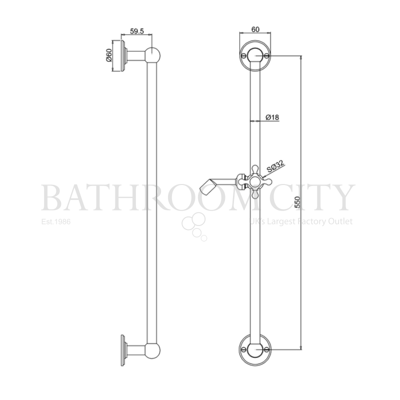 Burlington Slide rail Specification Diagram