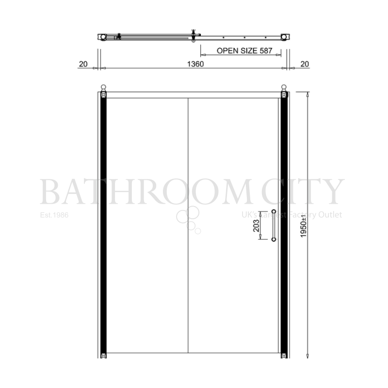 Burlington Soft Close Sliding Shower Door Specification Drawing