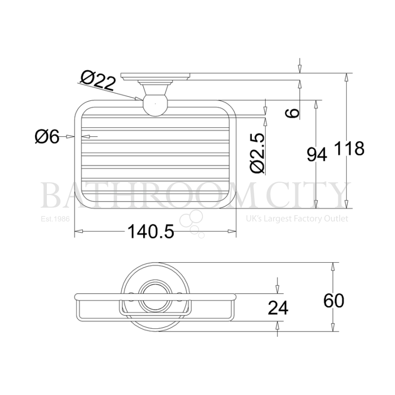 Burlington Soap Basket Specification Diagram