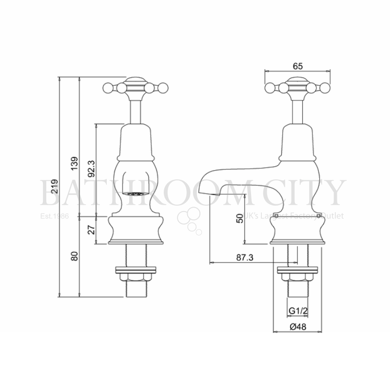 Line drawing of Birkenhead Basin tap 3