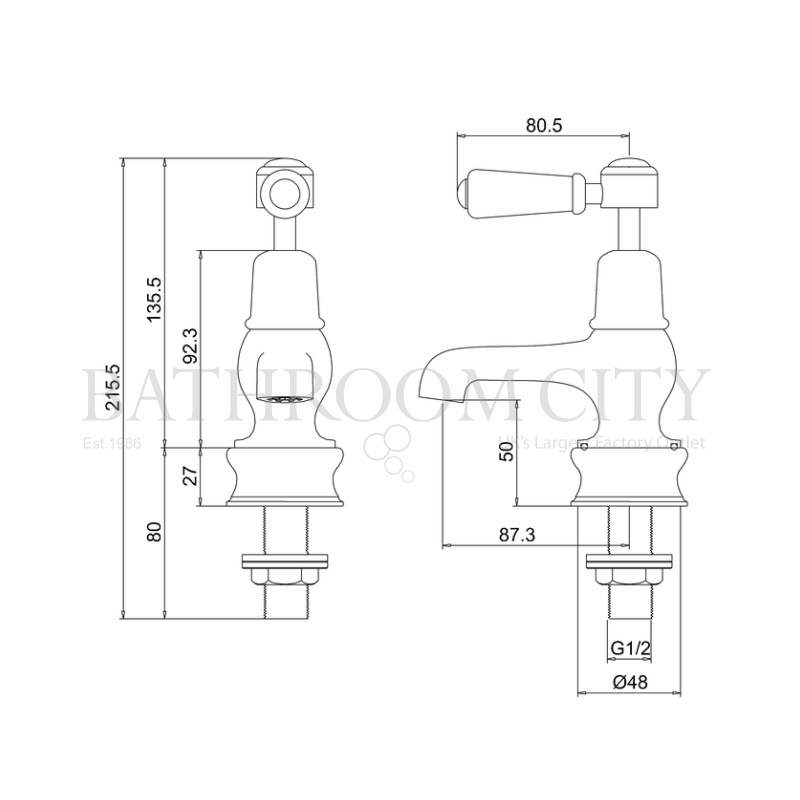 Kensington Basin tap 3 Specification Diagram