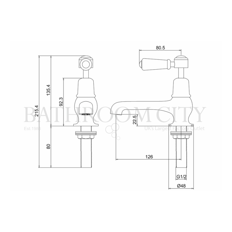 Kensington Basin tap 5 Specification Diagram