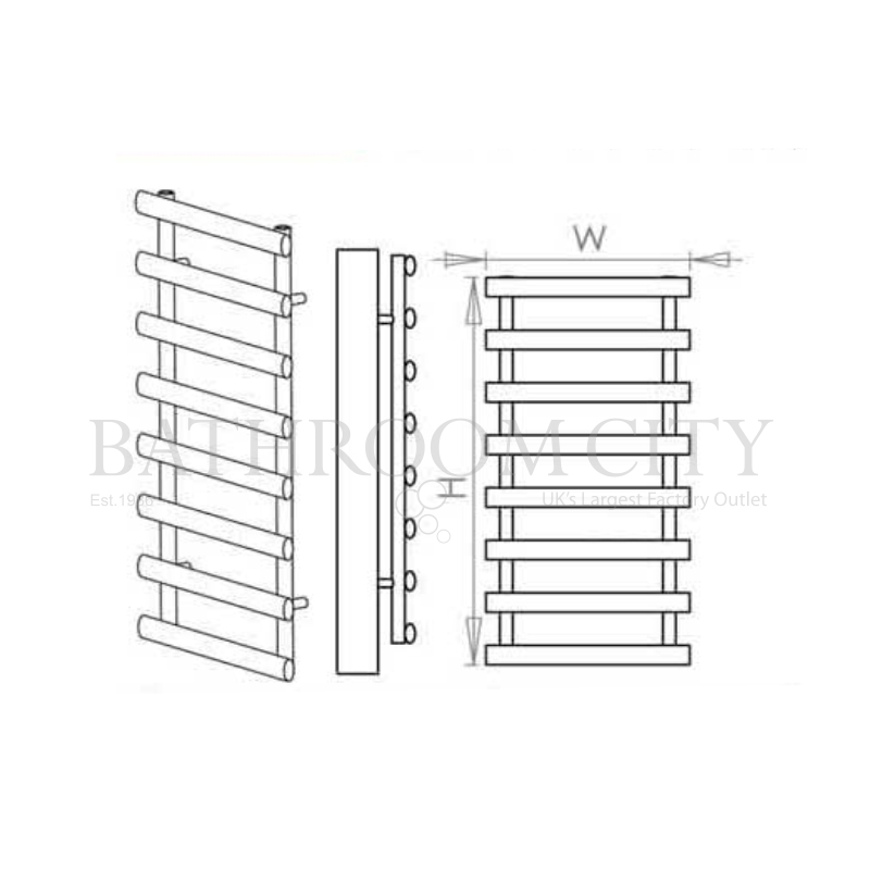 Aldo Steel Designer Bathrooom radiator Specification Diagram