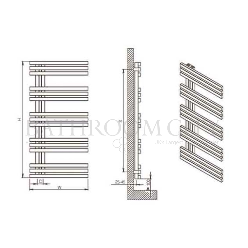 Alias 1000 x 500 Stainless Steel Specification Diagram