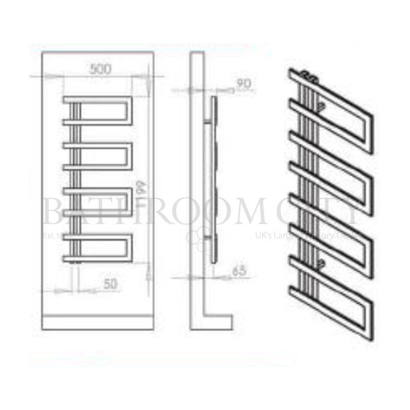 Arlen 1000 x 500 Stainless Steel Specification Diagram