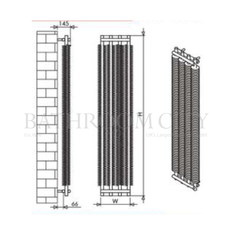 Dora Steel Designer bathroom radiator Specification Diagram