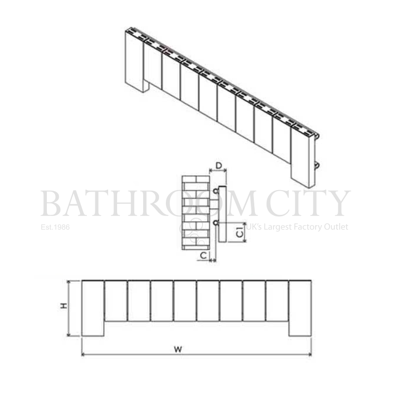 Elvino Floor Aluminium Radiator Specification Diagram