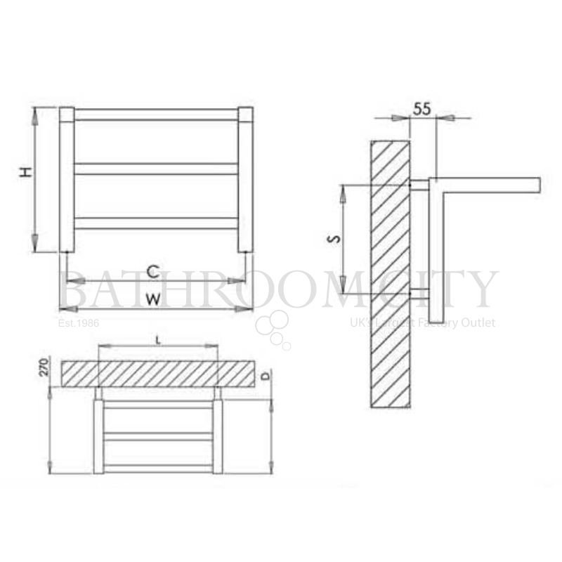 Etage 350 x 500 Steel Designer Specification Diagram