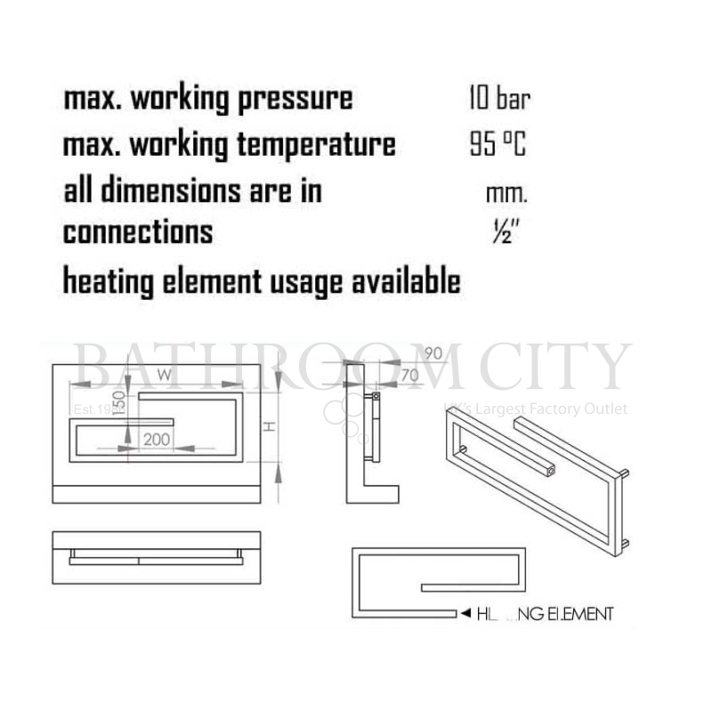 Klips Stainless Steel Radiator Specification Diagram