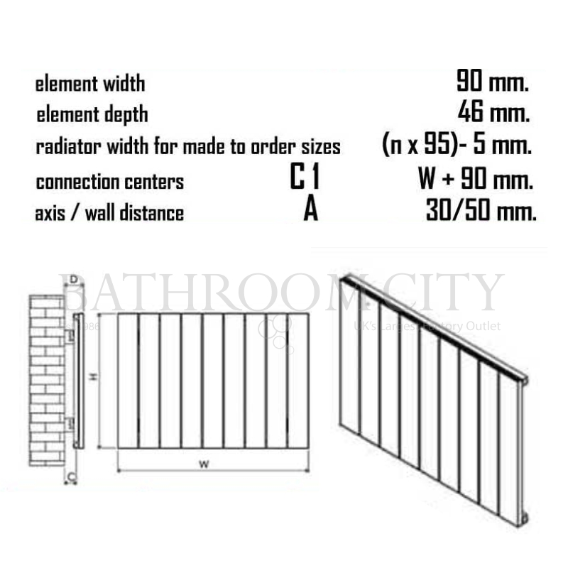 Nemo Premium Aluminium Radiator Specification Diagram