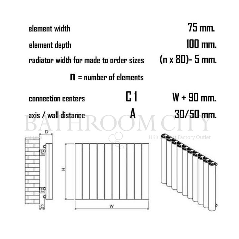 Otto Aluminium Radiator Specification Diagram