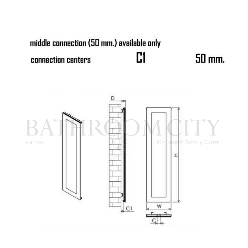 Quadro Aluminium Radiator Specification Diagram