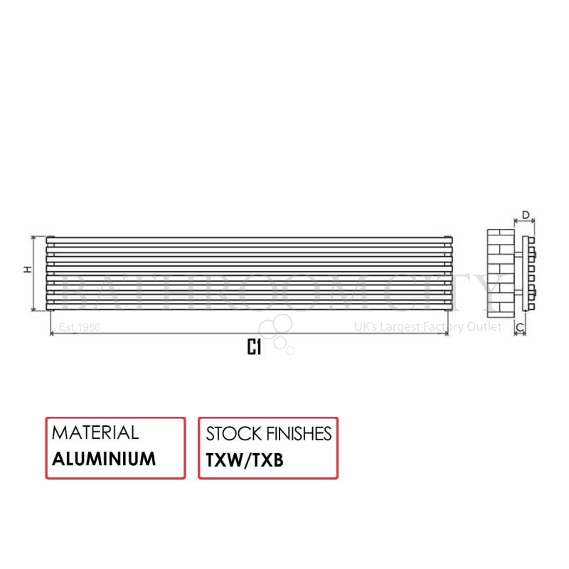 Sophia XL Aluminium Radiator Specification Diagram