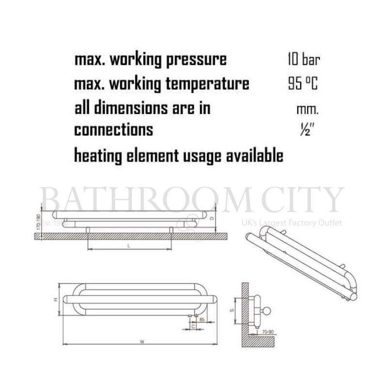 Swing Stainless Steel radiator Specification Diagram