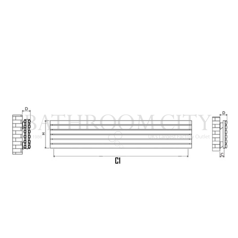 Tallis Aluminium Designer Radiator Specification Diagram