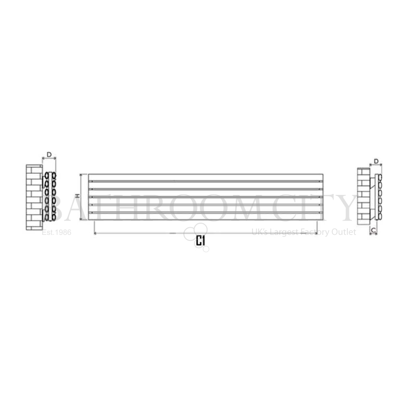 Tallis Double Aluminium Designer Radiator Specification Diagram