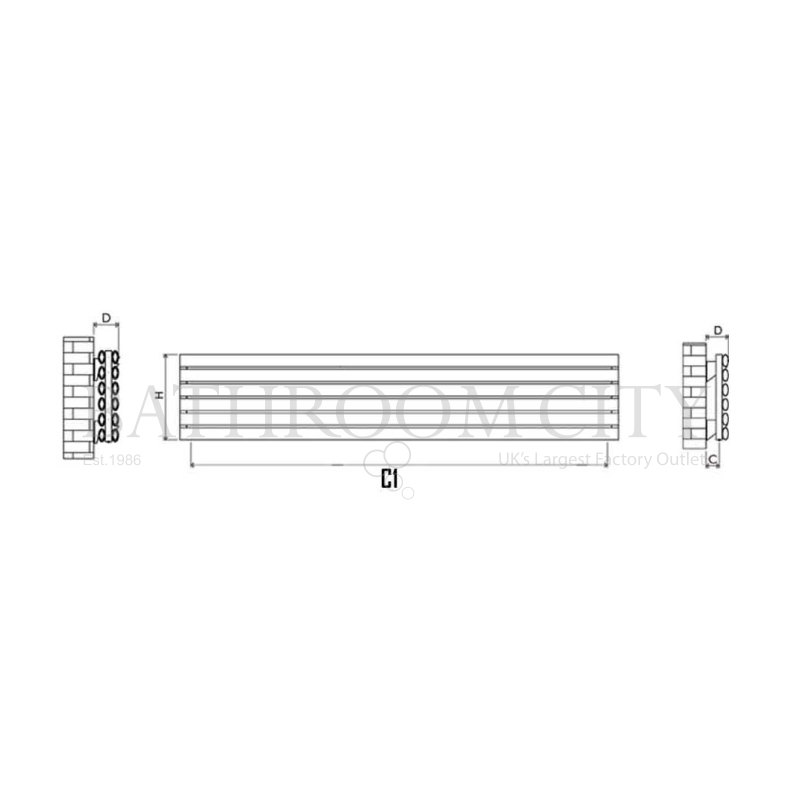 Tallis XL Double Aluminium Designer Radiator Specification Diagram