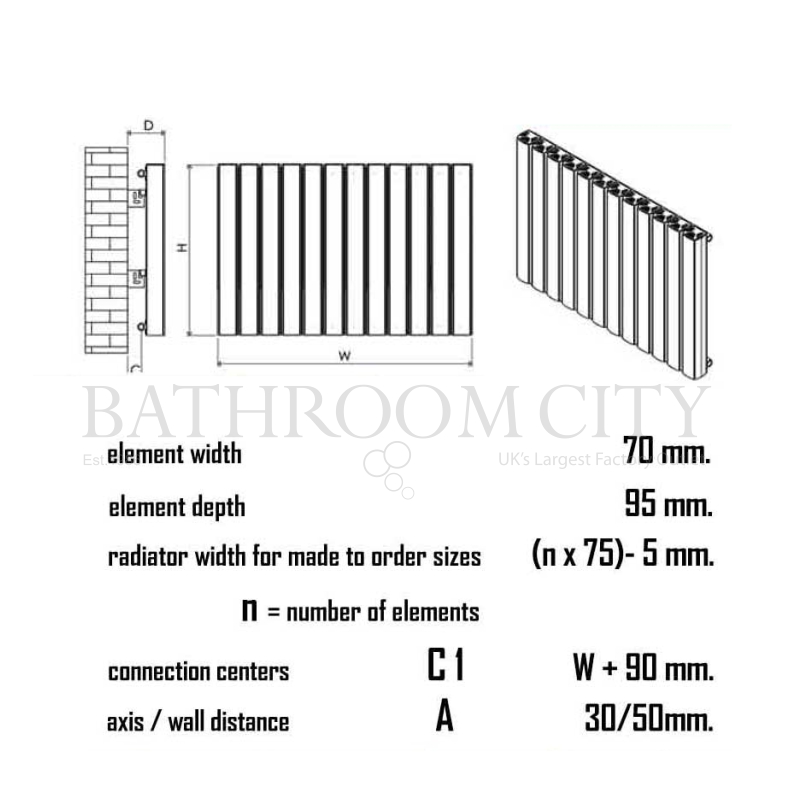 Vesta Aluminium Radiator Specification Diagram