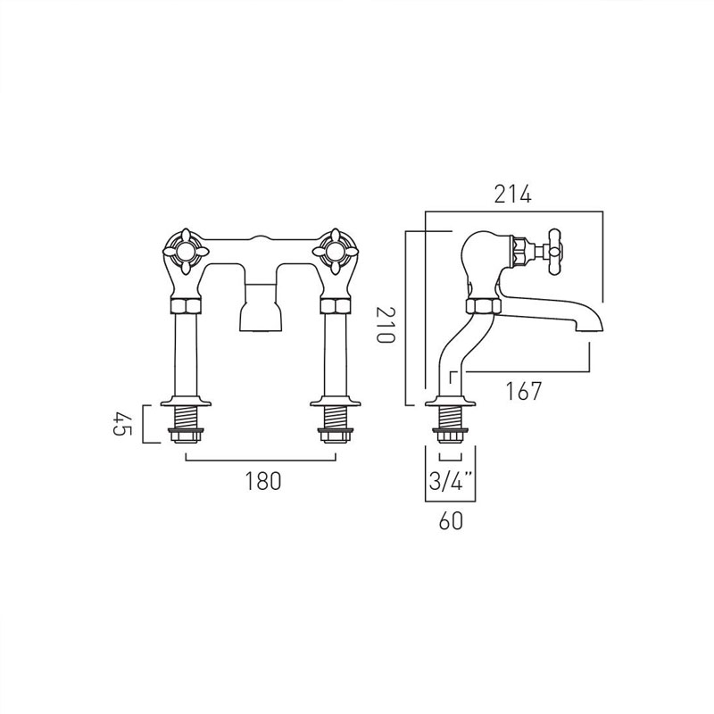 Axbridge Traditional Bath Filler Specification Drawing