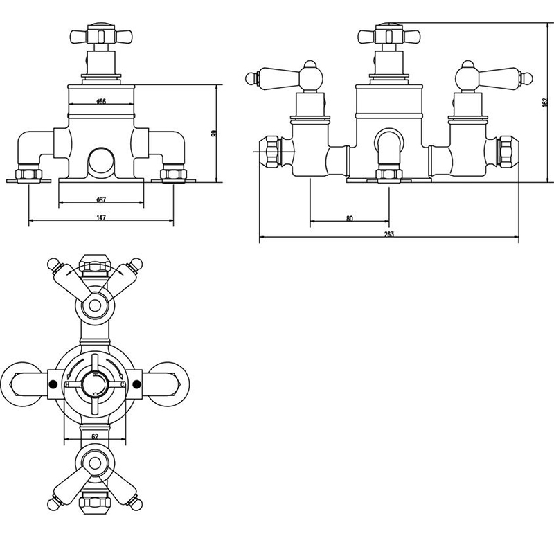 Beaumont Triple Exposed Valve Specification Diagram