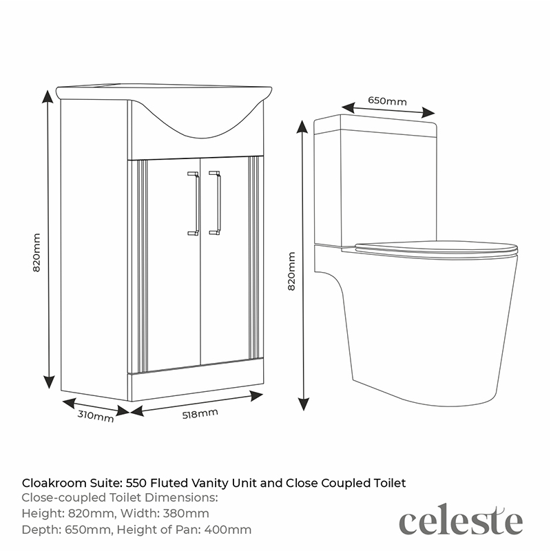 Celeste Linear 550 Green Small Suite Specification Drawing