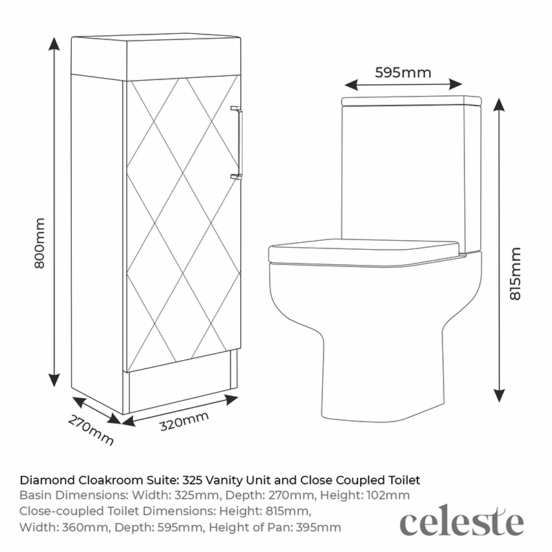 Celeste Diamond 325 Cream Small Suite Specification Drawing