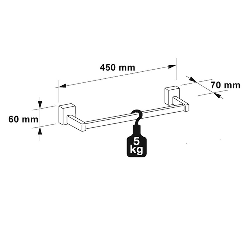 Ultra  Magnetic Towel Rail Specification Diagram