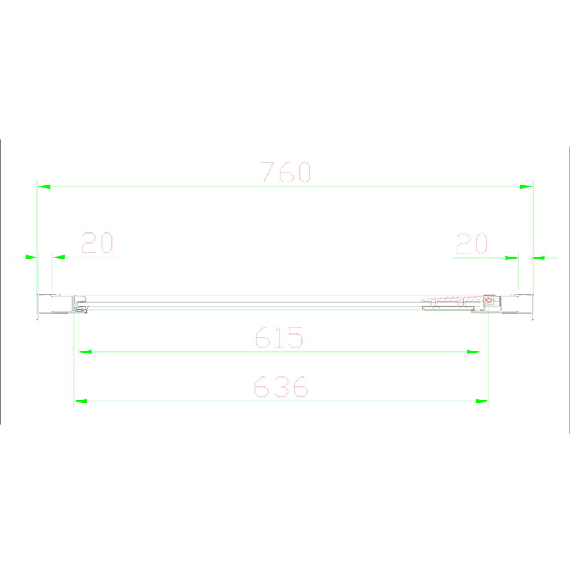 volente hinged shower enclosure 760mm Specification Drawing