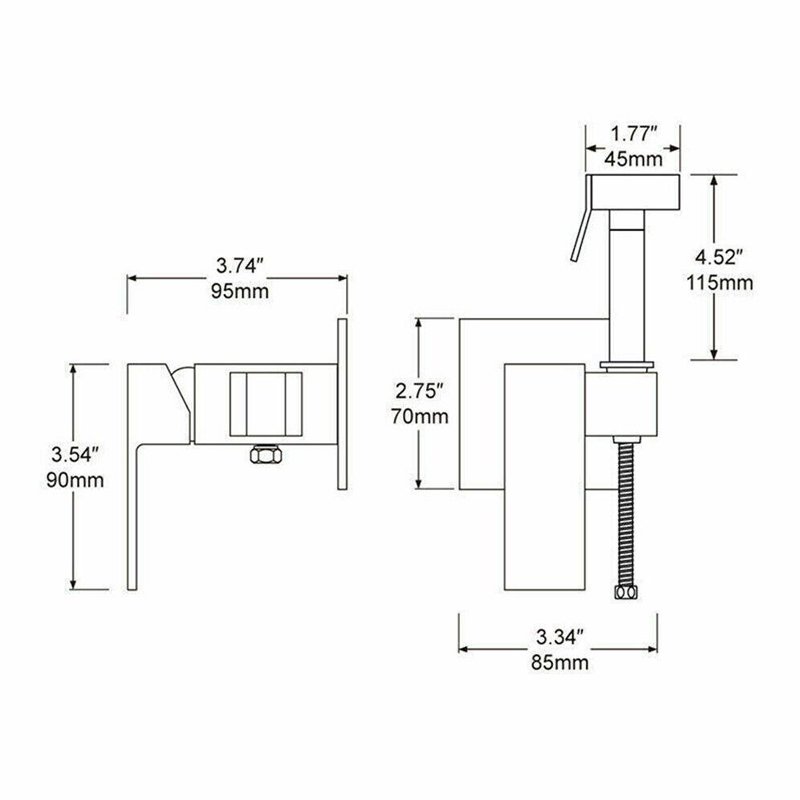 slade square shattaf douche kit chrome Specification Drawing