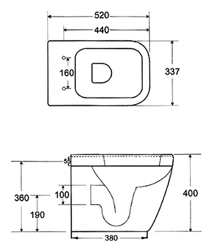 Metropolitan Back To Wall Toilet & Sc Seat Specification Diagram