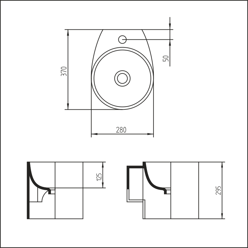 Celina White Ceramic Basin [l314] Specification Drawing