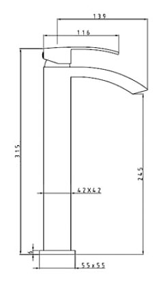 Line drawing of Af Series Tall Basin Mixer Tap  [sidaw]