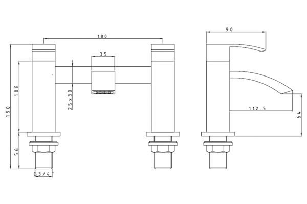 Af Series Deck Mounted Bath Filler Tap [sidaw] Specification Drawing