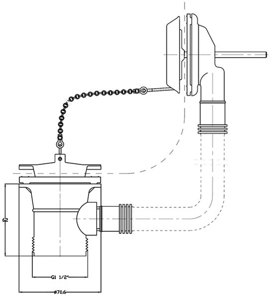 Retainer Bath Waste & OverFlow Specification Drawing