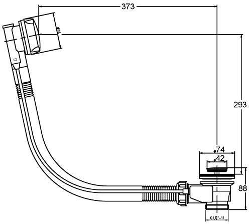 Pop-up Bath Waste & OverFlow Specification Diagram