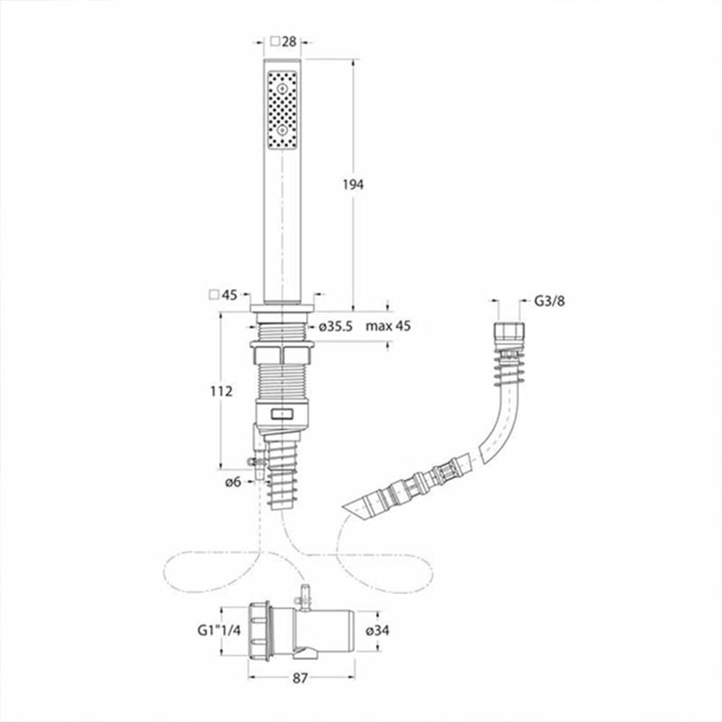 Swr Kit Follow Me Square Hose And Estucheon Specification Drawing