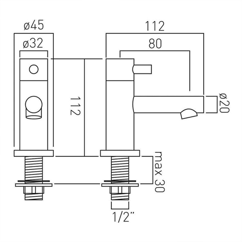 Zoo PAir of Basin Taps Specification Drawing