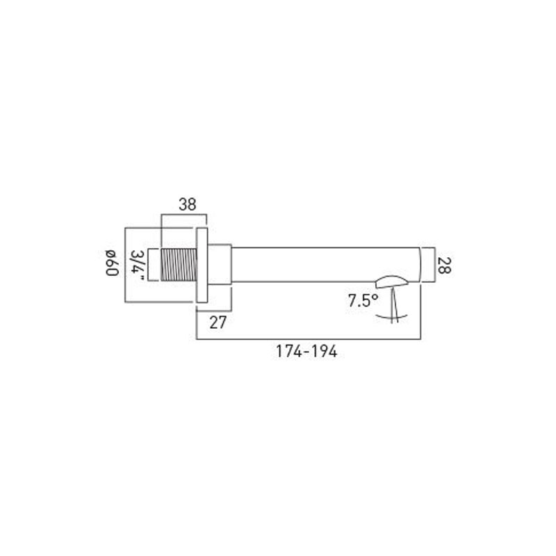 Zoo Bath Spout Specification Drawing