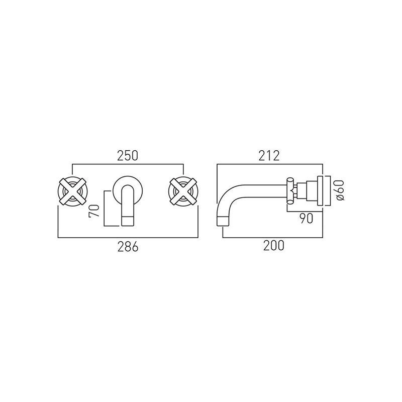 Elements Water 3 Hole Bath Filler With 200mm Spout Specification Drawing