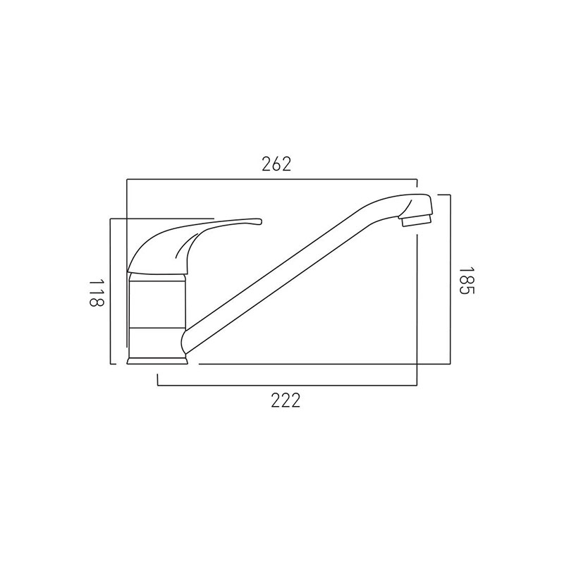 Line drawing of Matrix Mono Sink MixerWith Swivel Spout