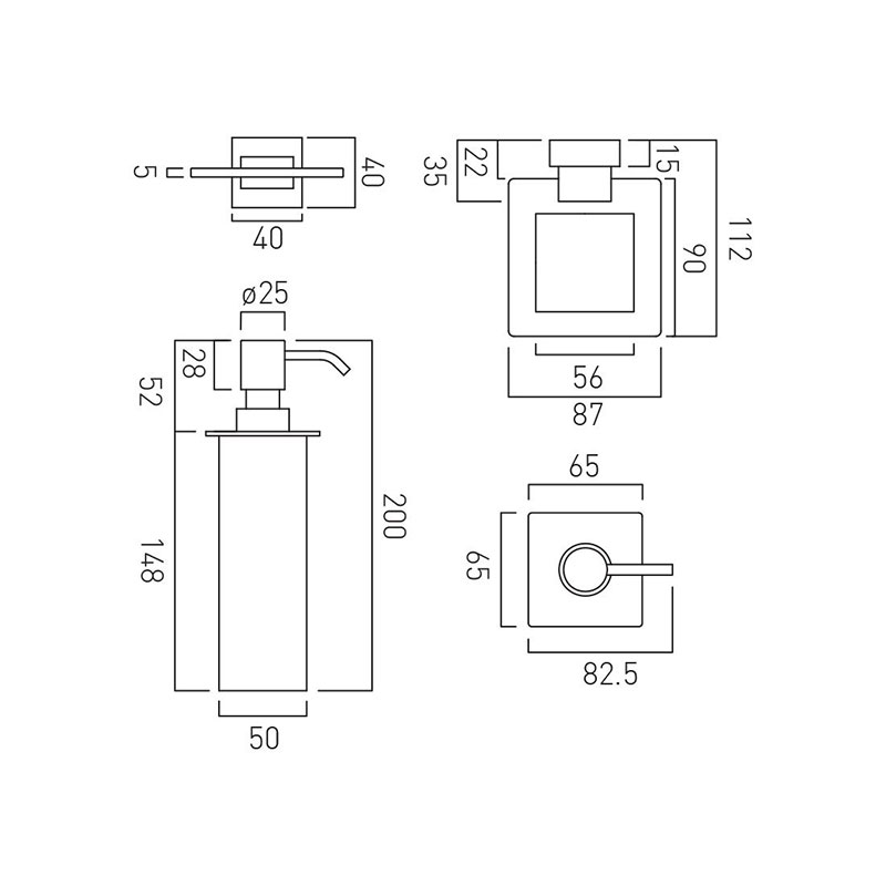 Line drawing of Level Soap Dispenser