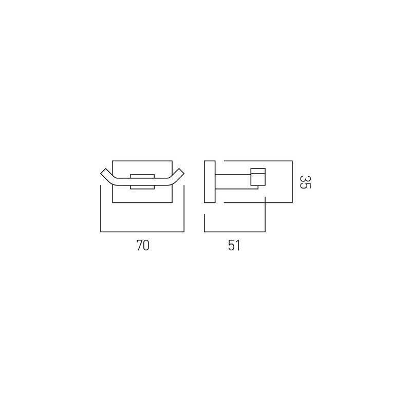 Line drawing of Level Double Robe Hook