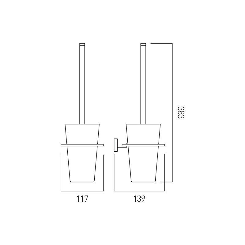 Line drawing of Level Toilet Brush And Holder