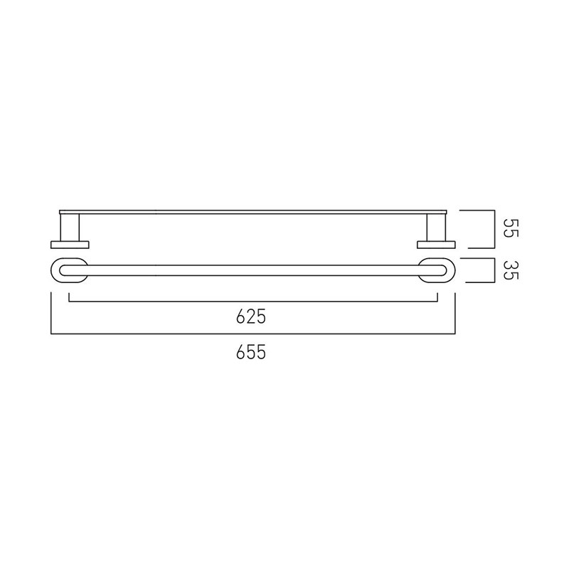 Life Towel Rail, 655mm or 450mm Specification Drawing